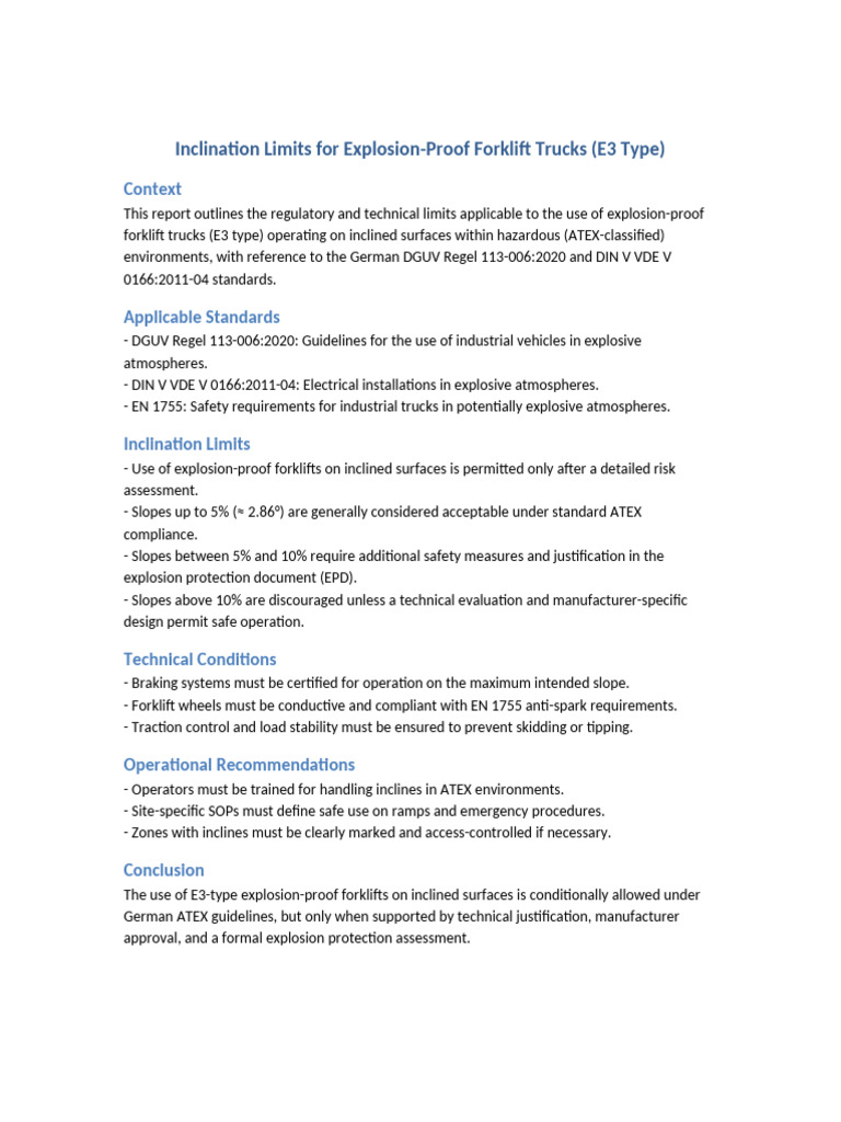 E3 Forklift Inclination Limits Report | PDF
