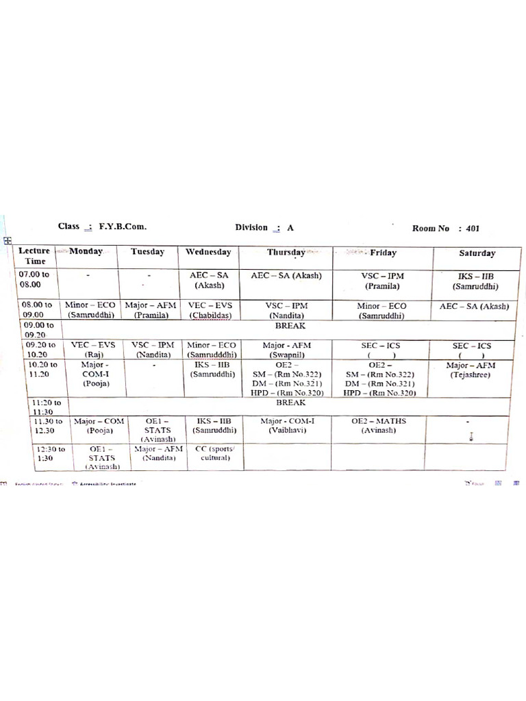 Timetable | PDF