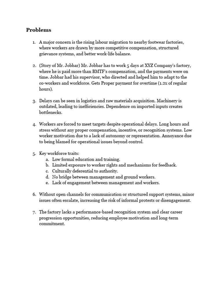 Problem and Solution Analysis | PDF | Incentive | Overtime