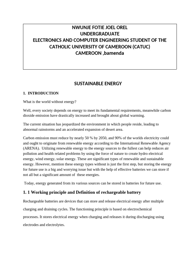 Sustainable Energy Storage Solutions | PDF | Energy Storage | Lithium ...