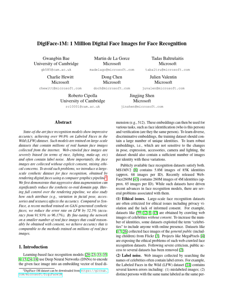 DigiFace 1M | PDF | Rendering (Computer Graphics) | Texture Mapping
