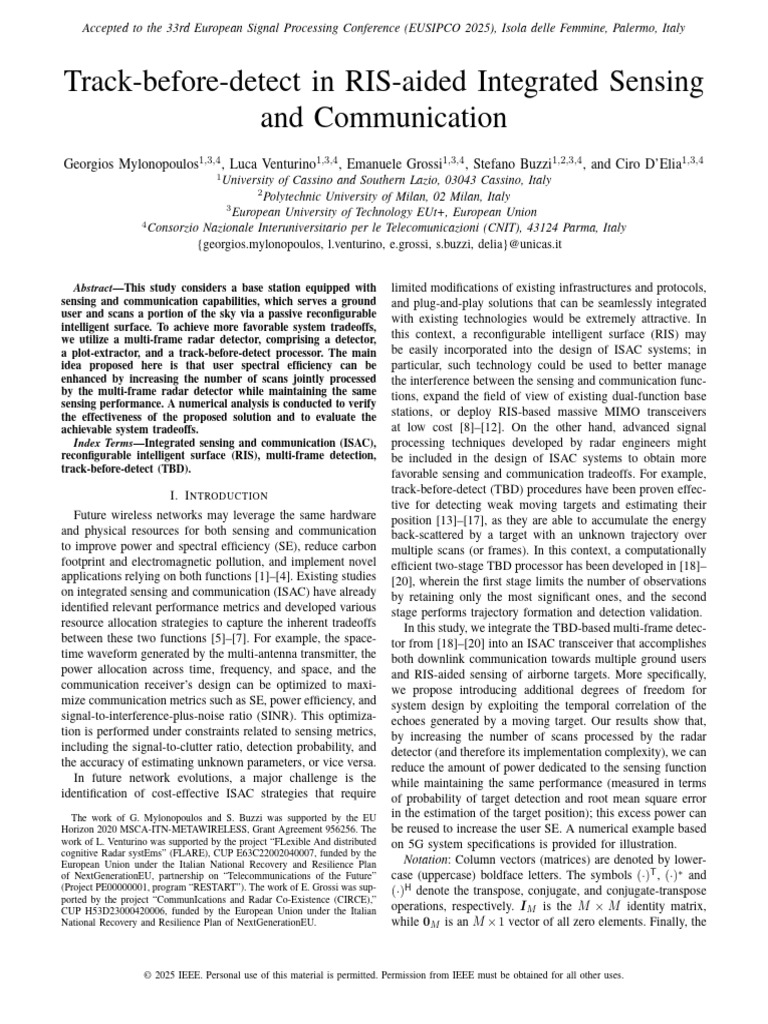 RIS-Aided Track-Before-Detect for ISAC | PDF | Orthogonal Frequency ...