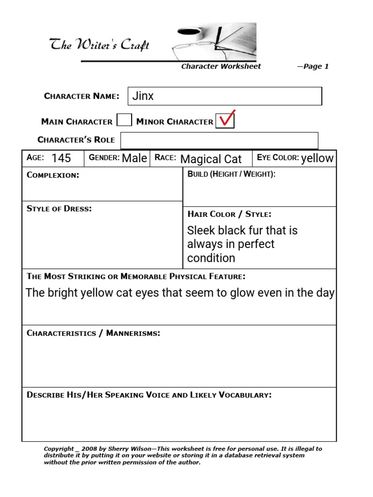 Character Development Worksheet | PDF