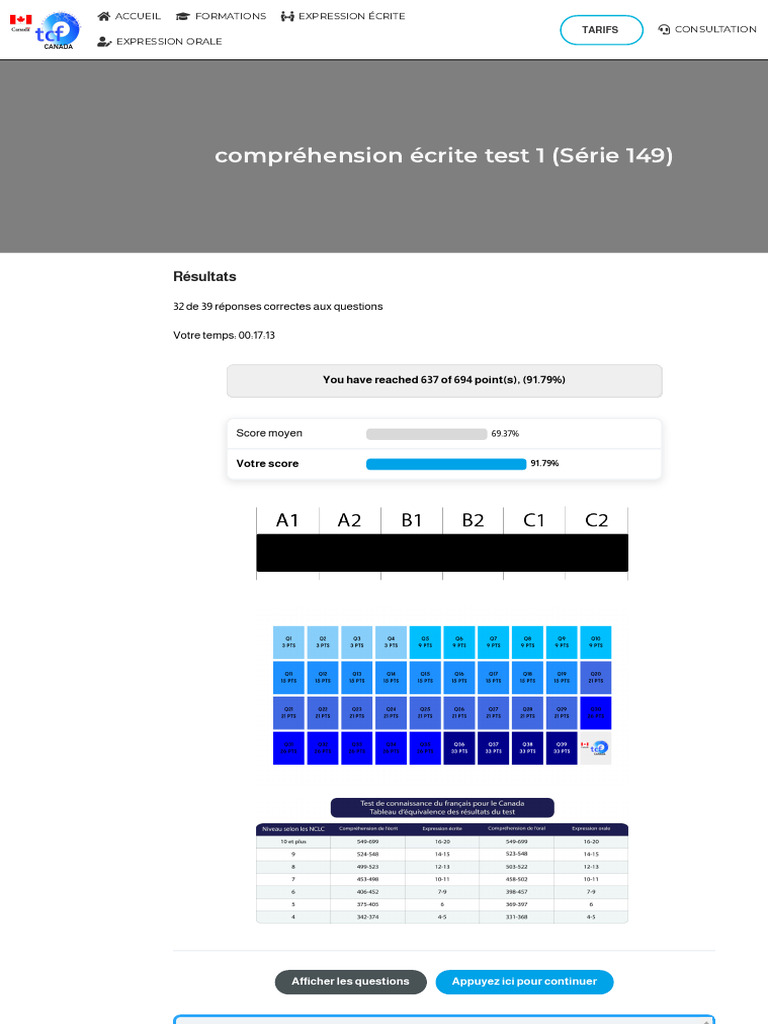 Test de compréhension écrite TCF Canada | PDF