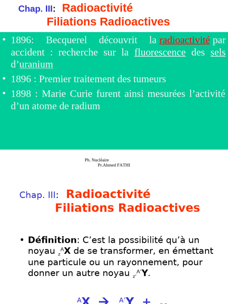 Introduction à la Radioactivité et ses Types | PDF | Fission nucléaire ...
