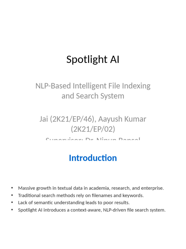 NLP File Search System: Spotlight AI | PDF | Search Engine Indexing ...
