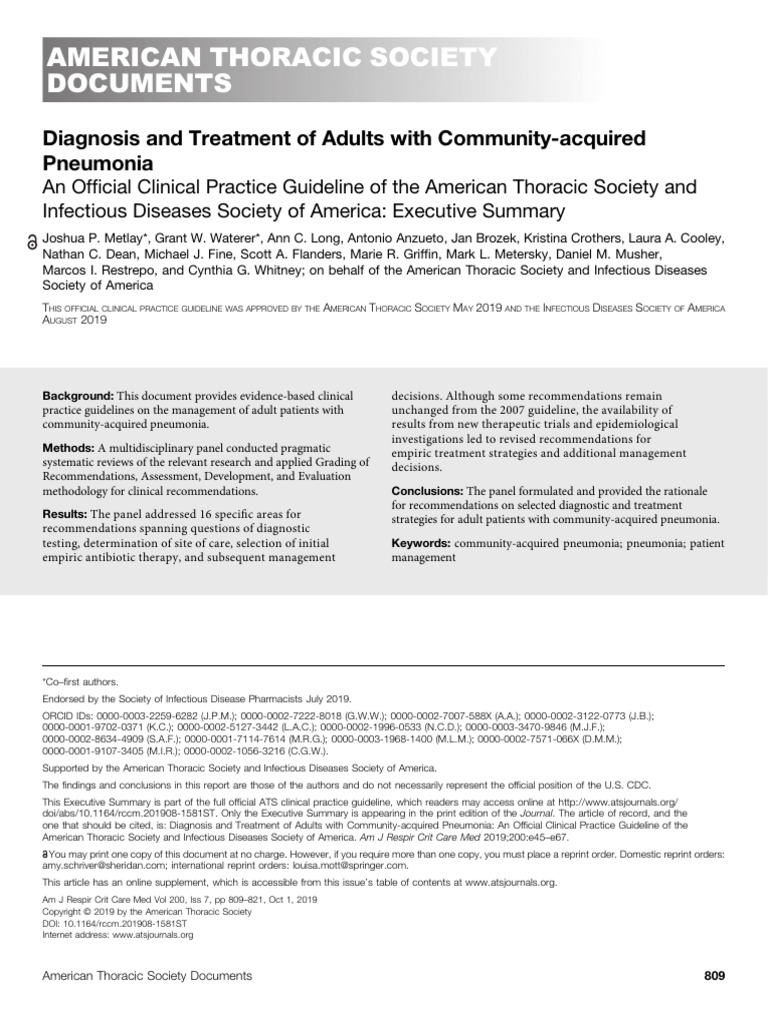Community-Acquired Pneumonia Guidelines | PDF | Pneumonia | Methicillin ...
