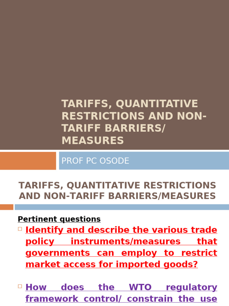 Trade Barriers: Tariffs and WTO Regulations | PDF | Non Tariff Barriers ...