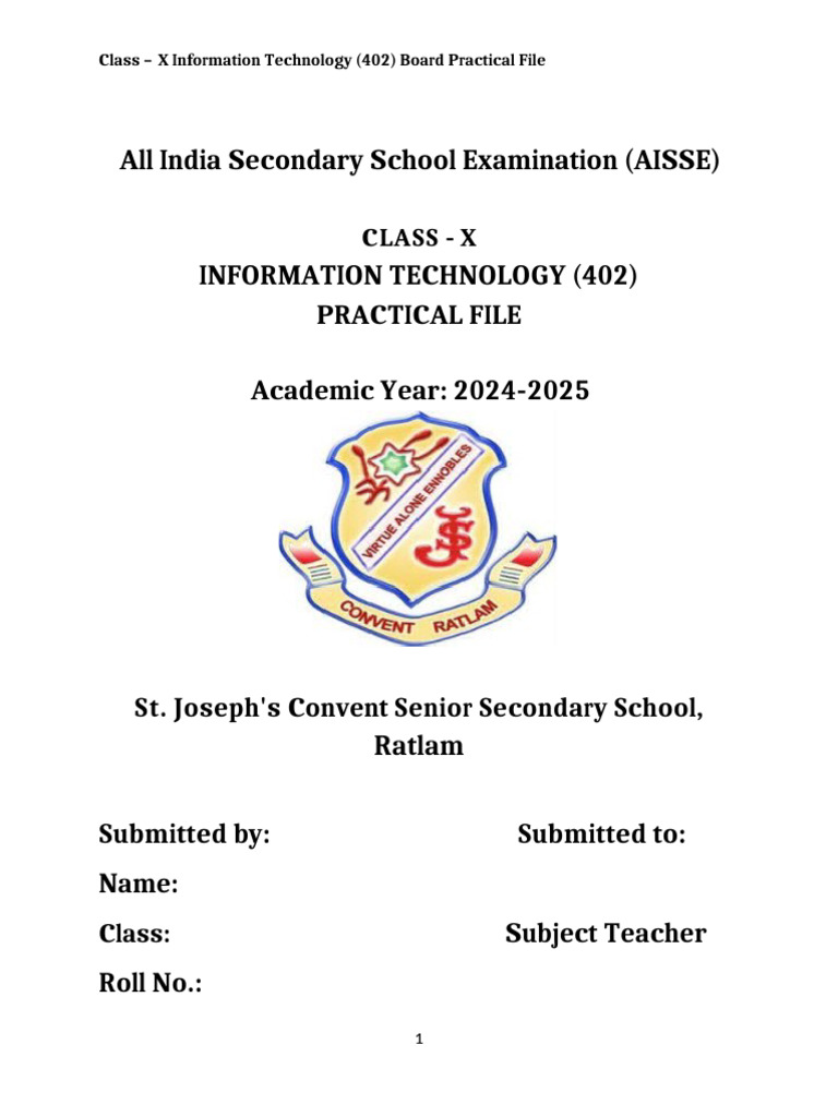 Class X IT Practical File 2024-2025 | PDF