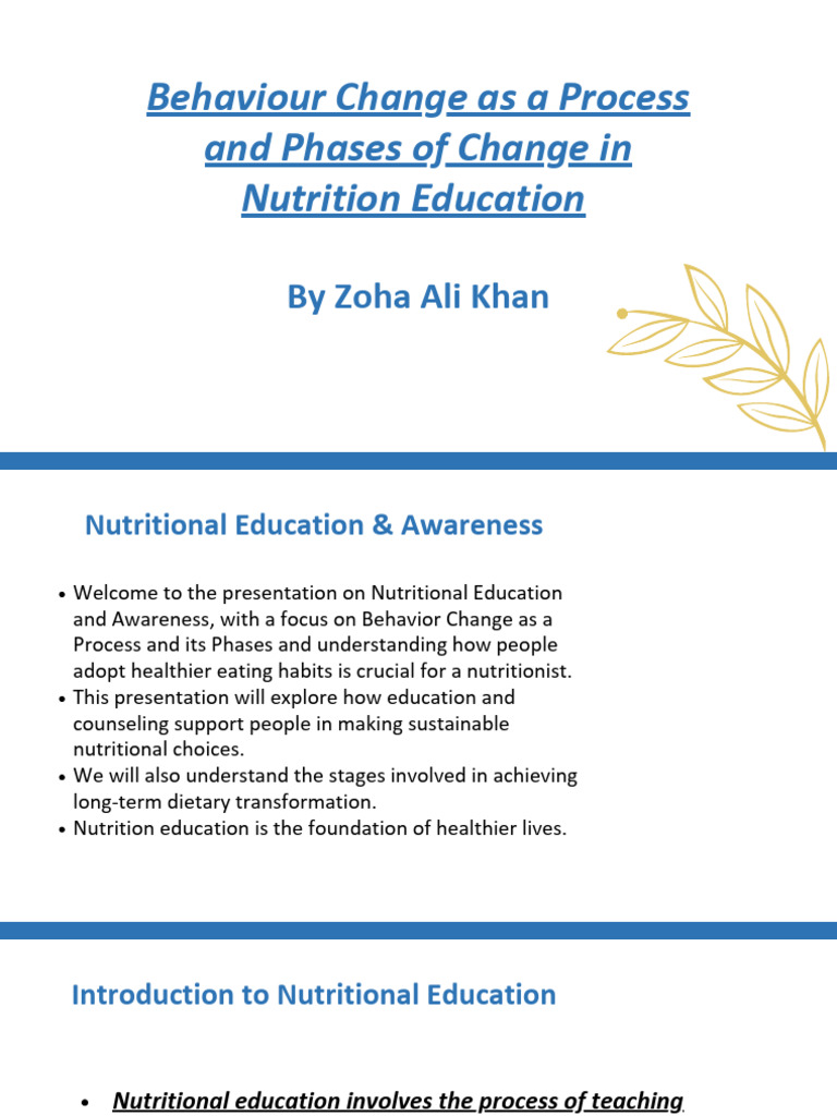 Phases of Behavior Change in Nutrition | PDF | Nutrition | Diet & Nutrition