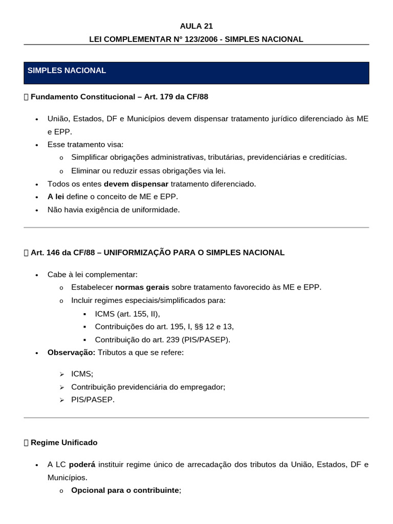 Simples Nacional: Lei Complementar 123/2006 | PDF | Impostos | Inovação