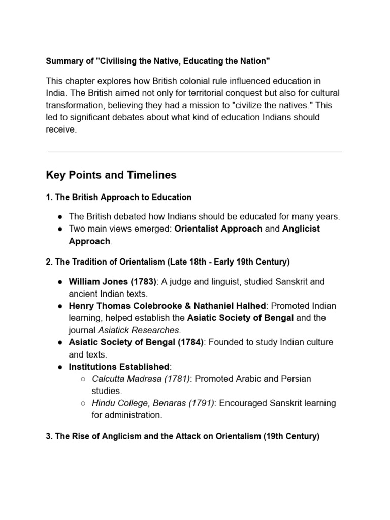 Civilising the Native: Education in India | PDF | British Raj