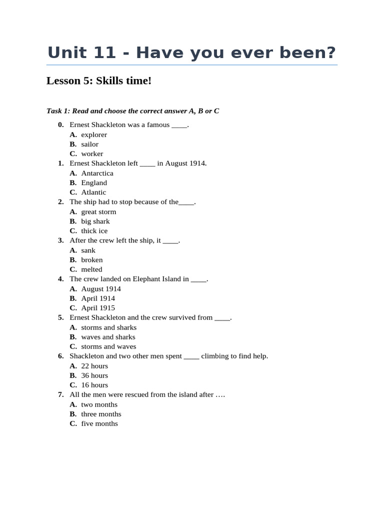 Handout U11 - Lesson 5 - Reading | PDF