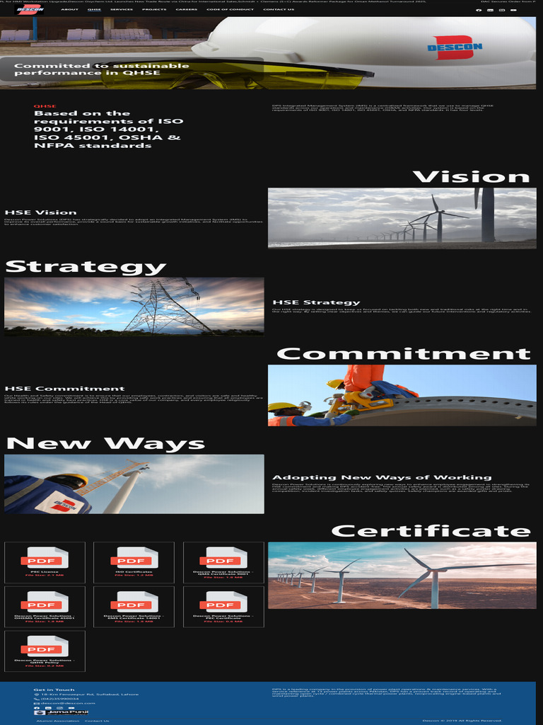Descon Power Solutions - QHSE - Descon | PDF | Occupational Safety And ...