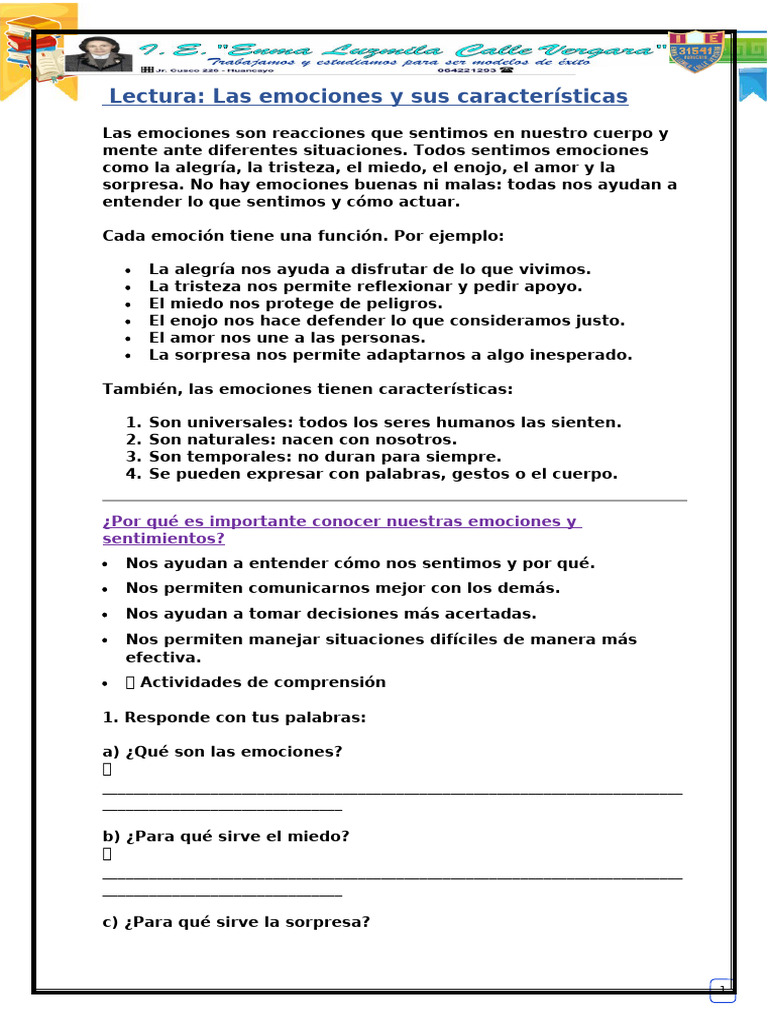 Características y funciones de las emociones | PDF | Las emociones | Amor