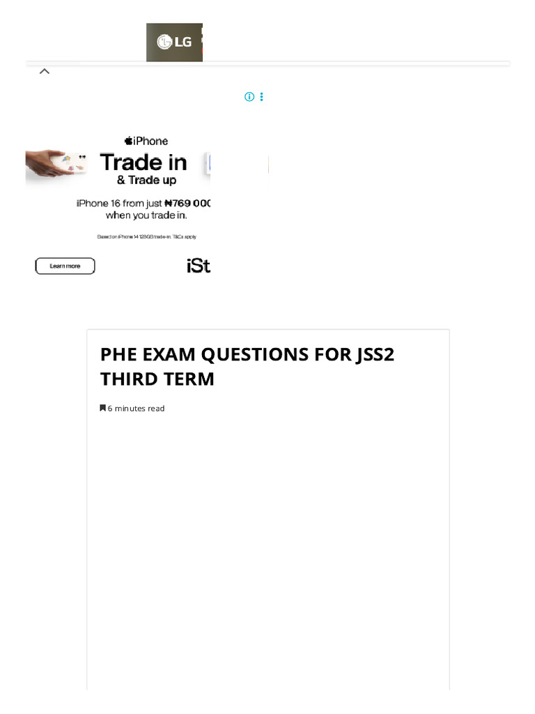 JSS2 Third Term PHE Exam Questions | PDF | Referee | Pollution