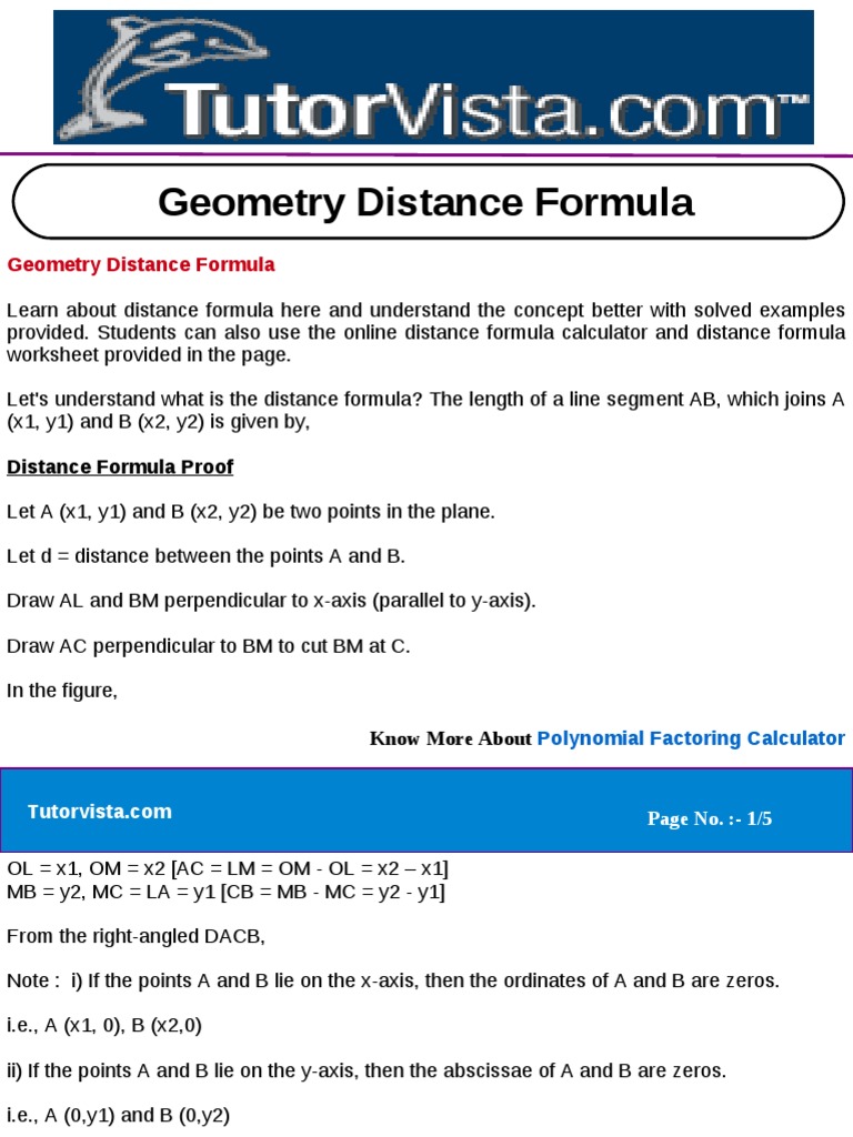 Geometry Distance Formula | PDF | Teaching Methods & Materials