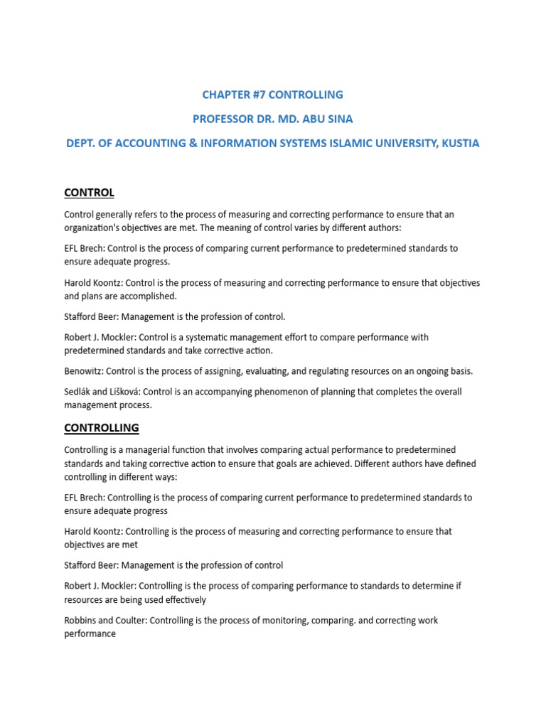 Understanding Control in Management | PDF | Quantitative Research ...