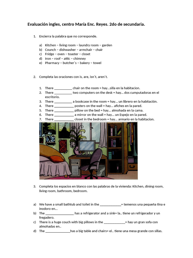 Evaluación Ingles 2do p2 | PDF