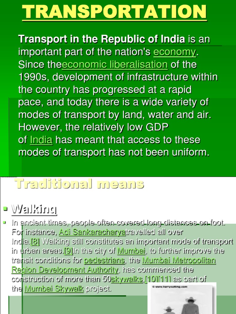 Transport in The Republic of India Is An: Economy Economic ...