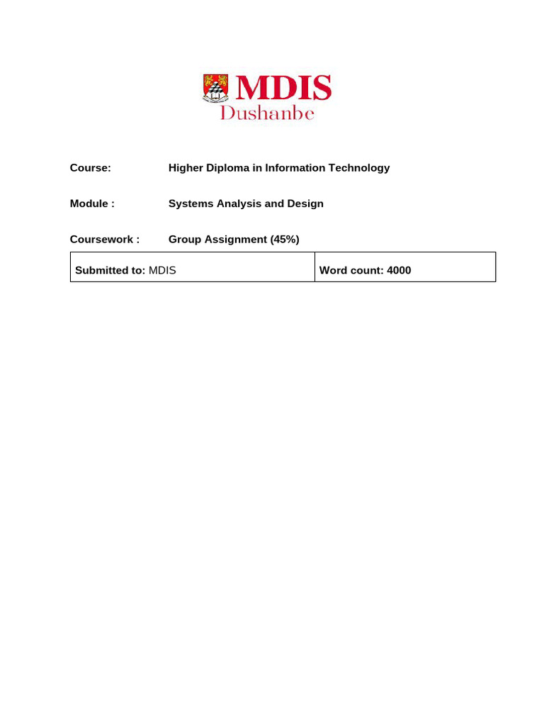 MDIS Health Club Management System Design | PDF | Software Development ...