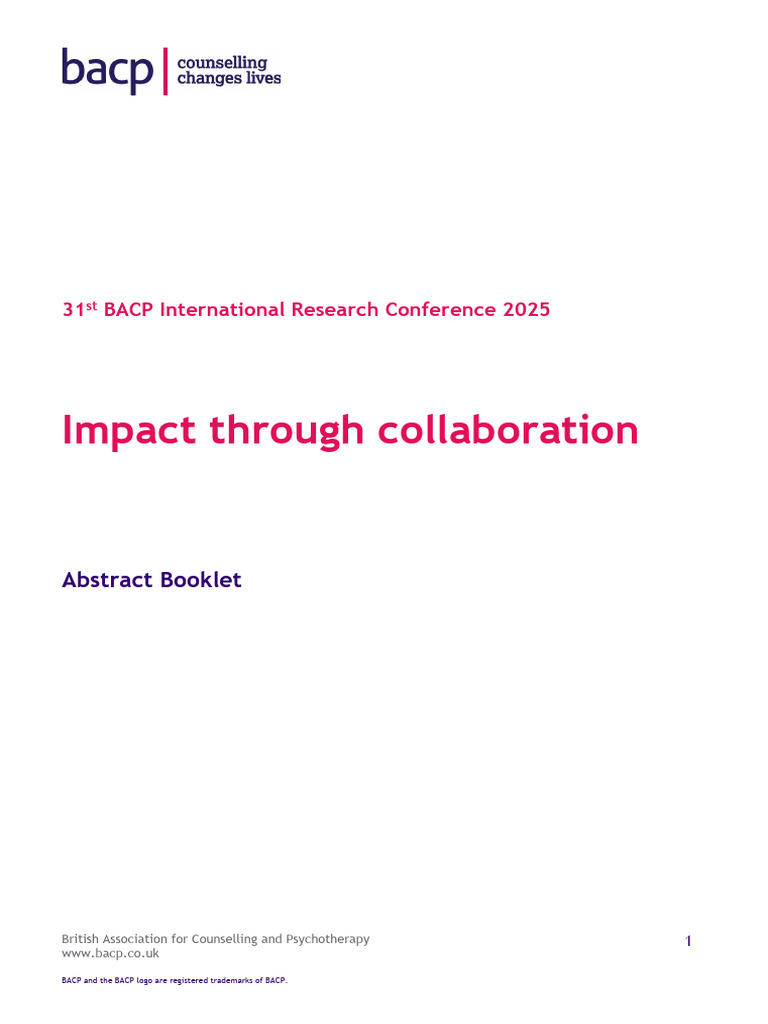 Bacp Research Conference 2025 Abstracts | PDF | Psychotherapy | Major ...