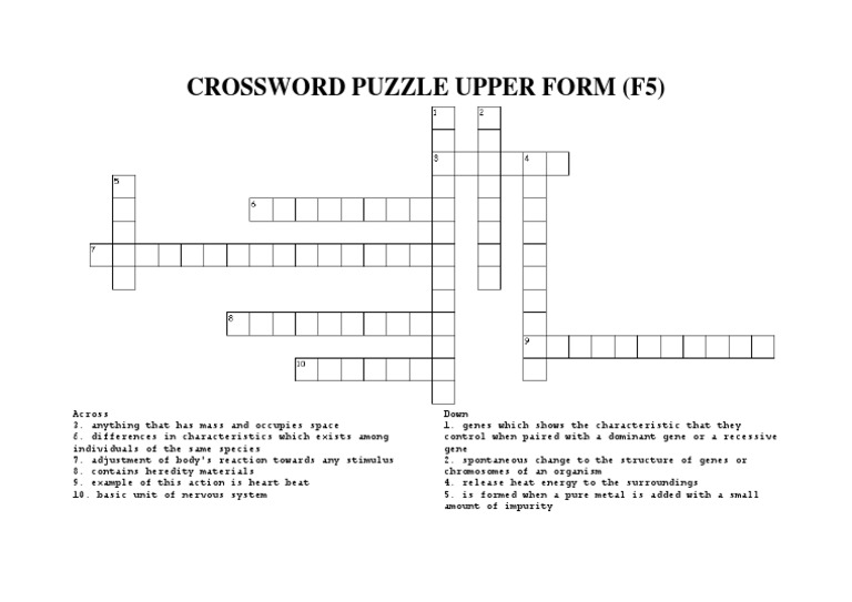 Crossword Puzzle Upper Form (F5)