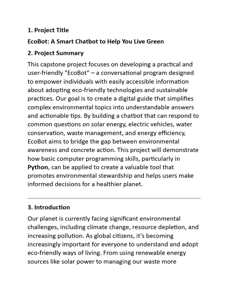 EcoBot: Your Guide to Eco-Friendly Living | PDF | Control Flow | Python ...
