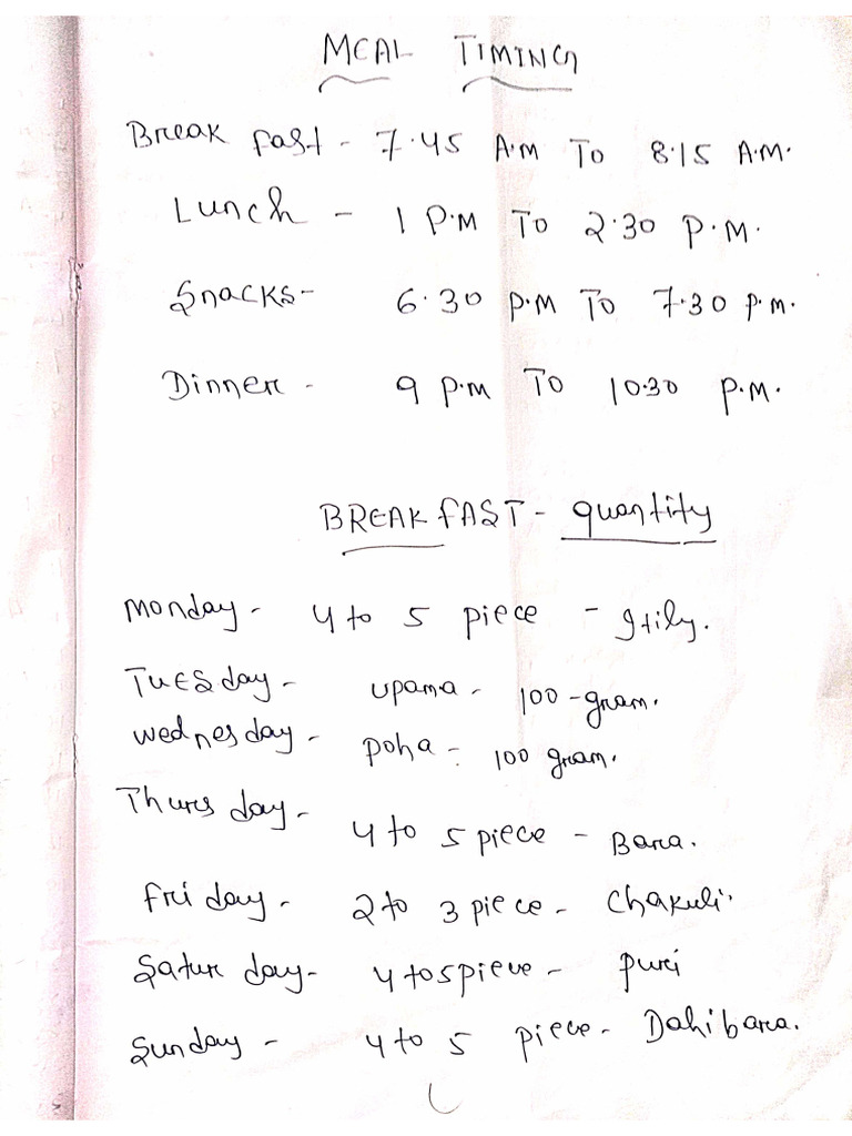 Meal Timing and Breakfast Quantity | PDF