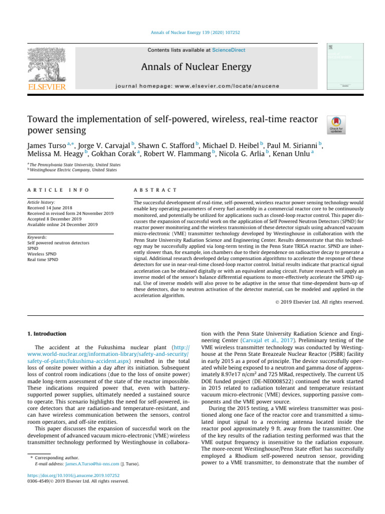 Wireless Self-Powered Reactor Sensors | PDF | Neutron | Nuclear Reactor