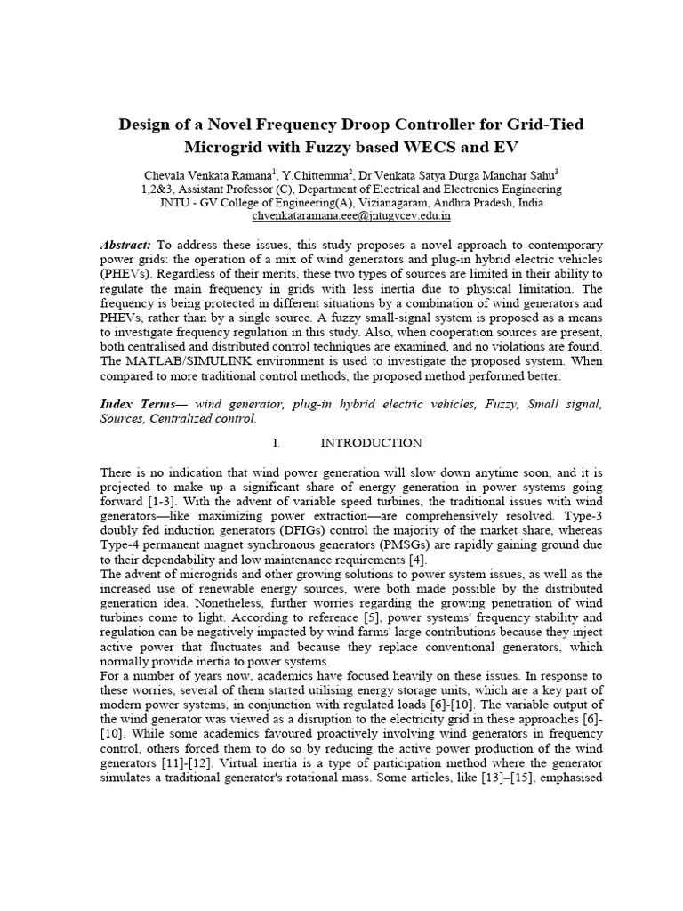 Design of A Novel Frequency Droop Controller For Grid-Tied Microgrid ...