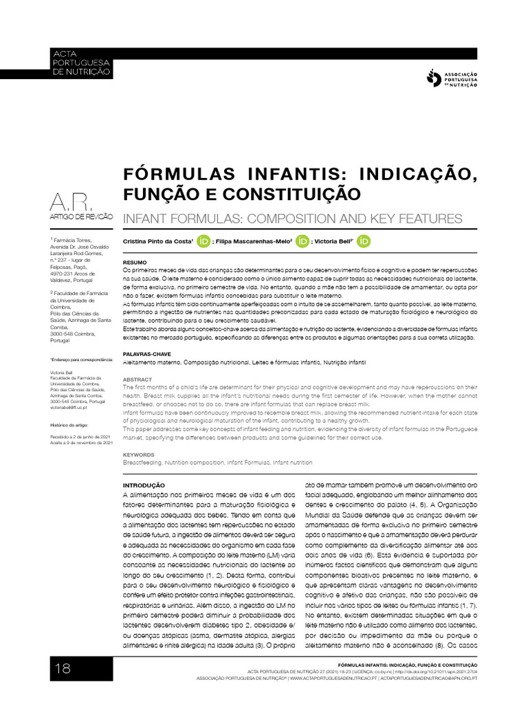 Fórmulas Infantis: Tipos e Nutrição | PDF | Amamentação | Vitamina