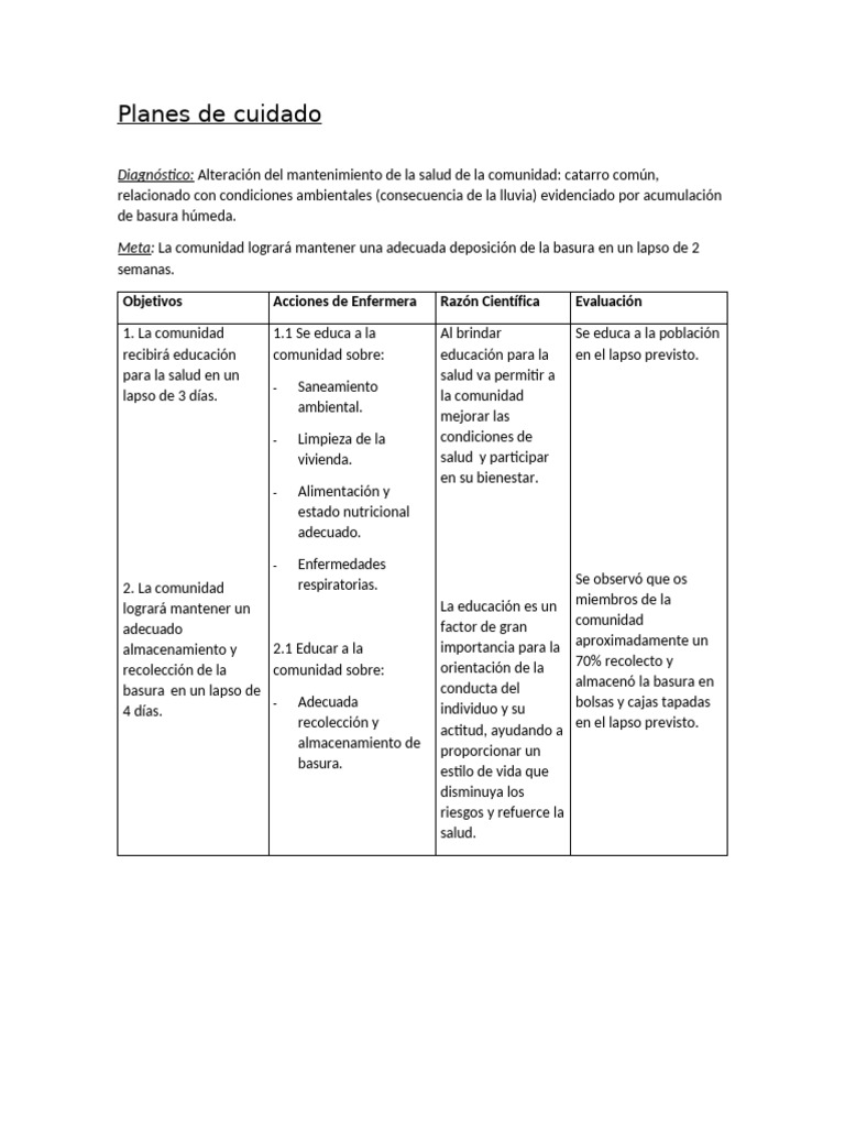 Planes de Cuidado para la Salud Comunitaria | PDF | Agua | Hirviendo