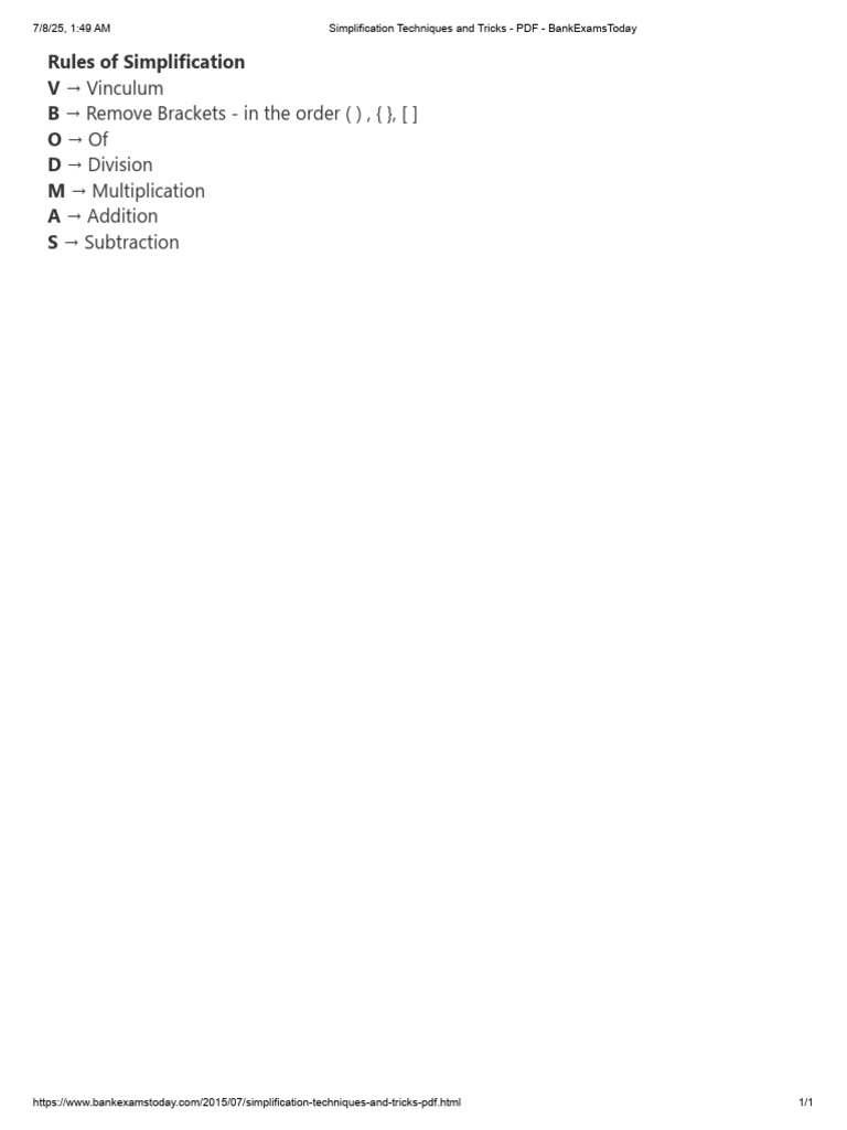 Rules of Simplification | PDF