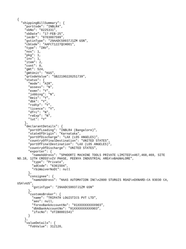 ITMSN Export Summary for Shipment 8225331 | PDF | Payments