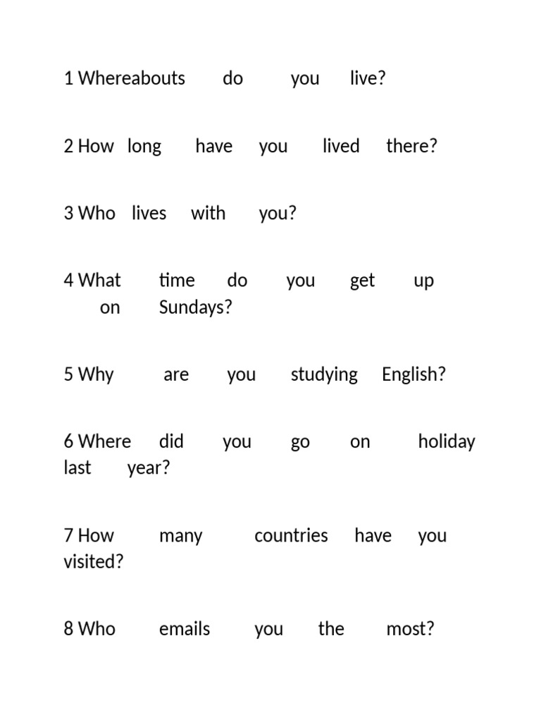 Questions Activity | PDF