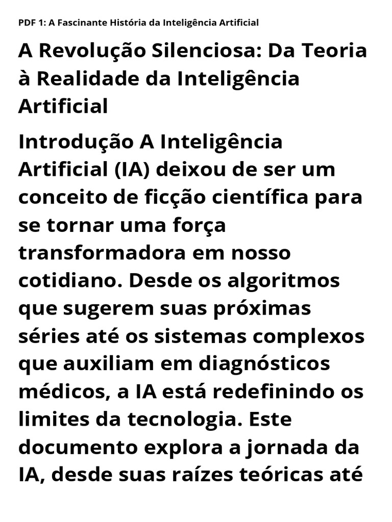 História e Futuro da Inteligência Artificial | PDF | Inteligência ...
