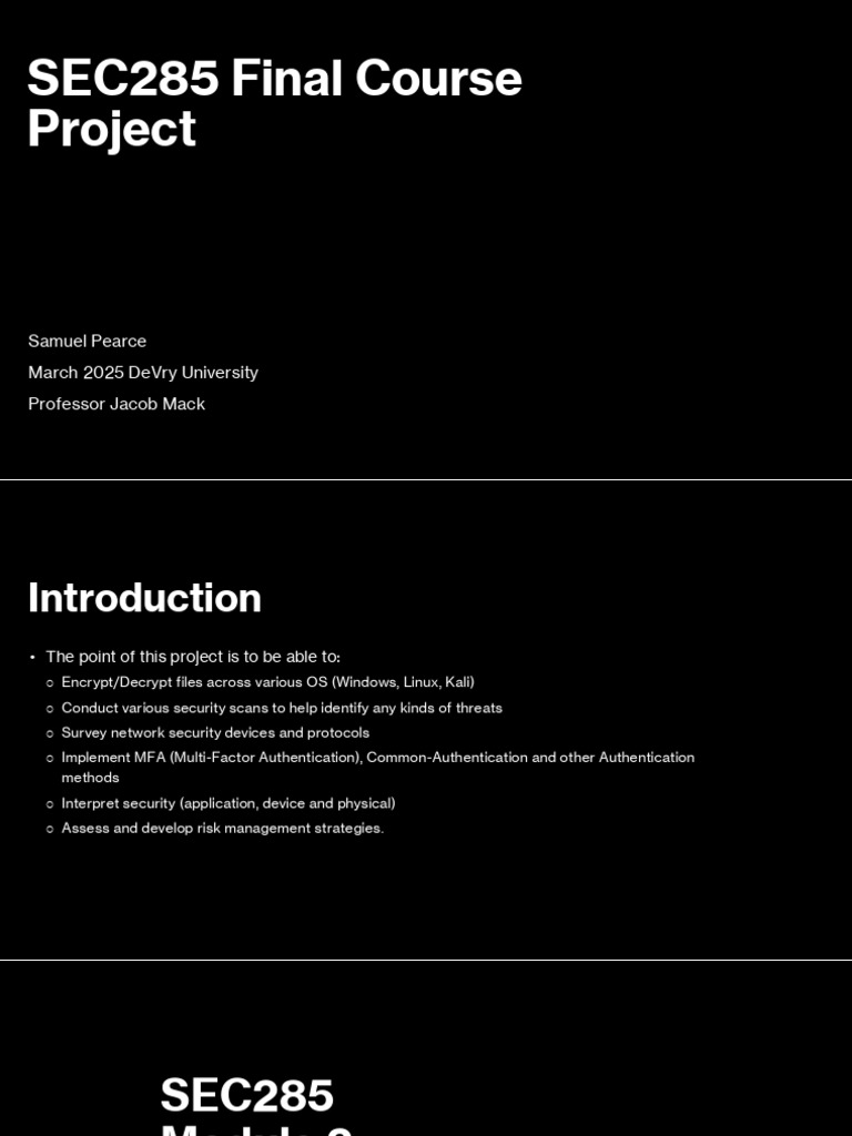 SEC285 Cybersecurity Project Overview | PDF | Security | Computer Security
