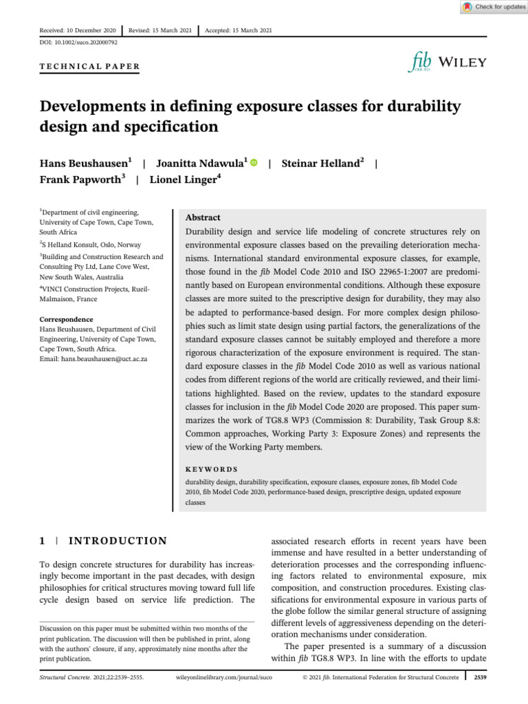 Updated Exposure Classes for Durability | PDF | Concrete | Corrosion