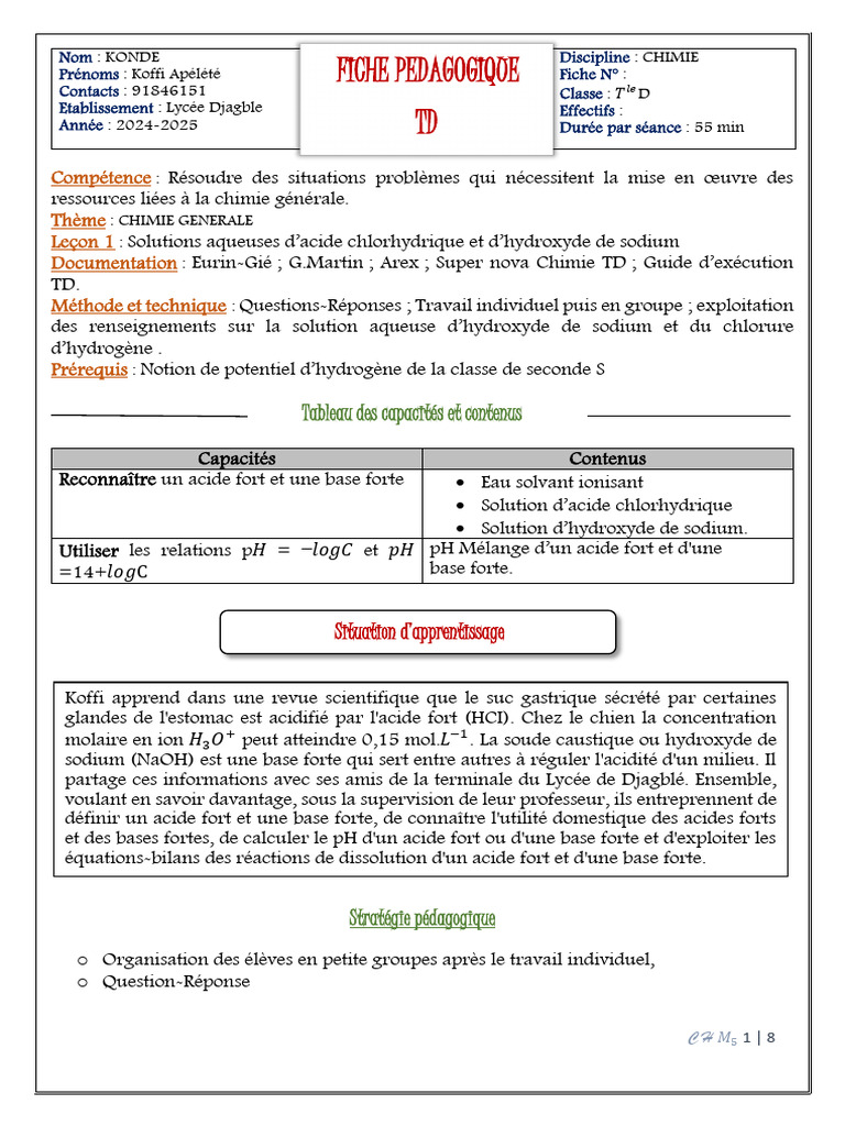 NaOH et HCl : Acides et Bases en Chimie | PDF | Ph | Concentration molaire