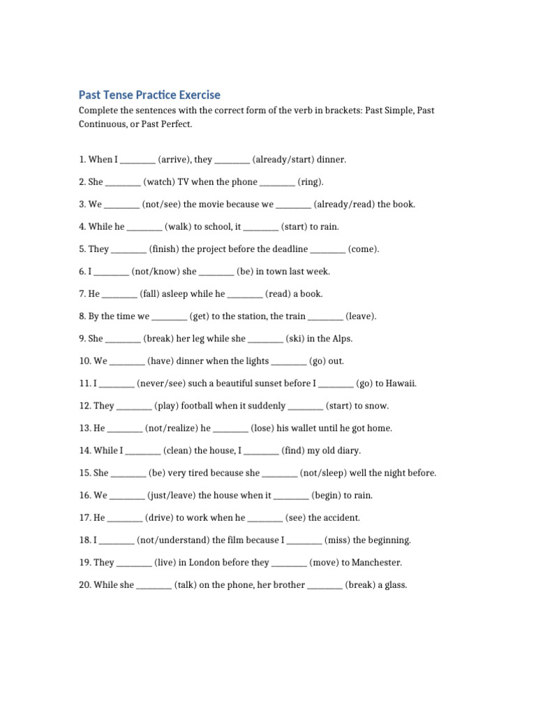 Past Tense Exercise | PDF