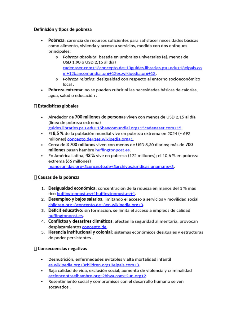 Tipos y causas de la pobreza global | PDF | Pobreza extrema | Pobreza