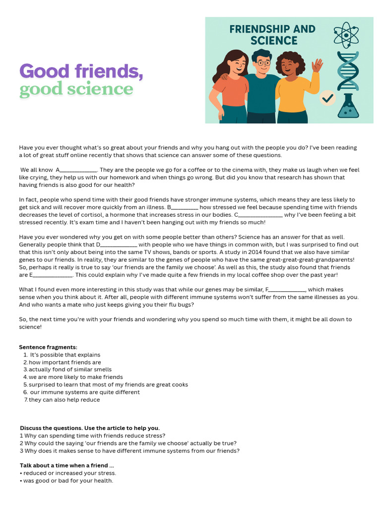 The Science of Friendship and Health | PDF | Stress (Biology)