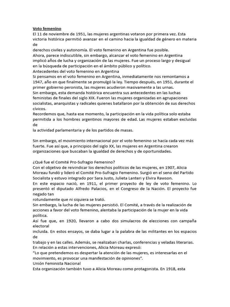 Voto Femenino | PDF | Sufragio de las mujeres | Mujer