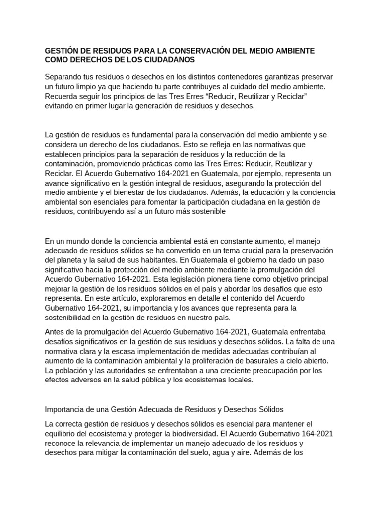 Gestión de Residuos y Derechos Ciudadanos | PDF | Residuos | Gestión de ...