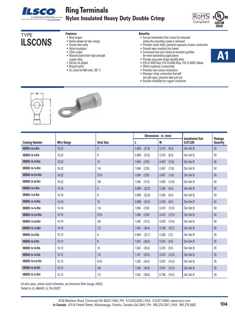 Burndy Insulink Connector Specifications | PDF | Electrical Connector ...