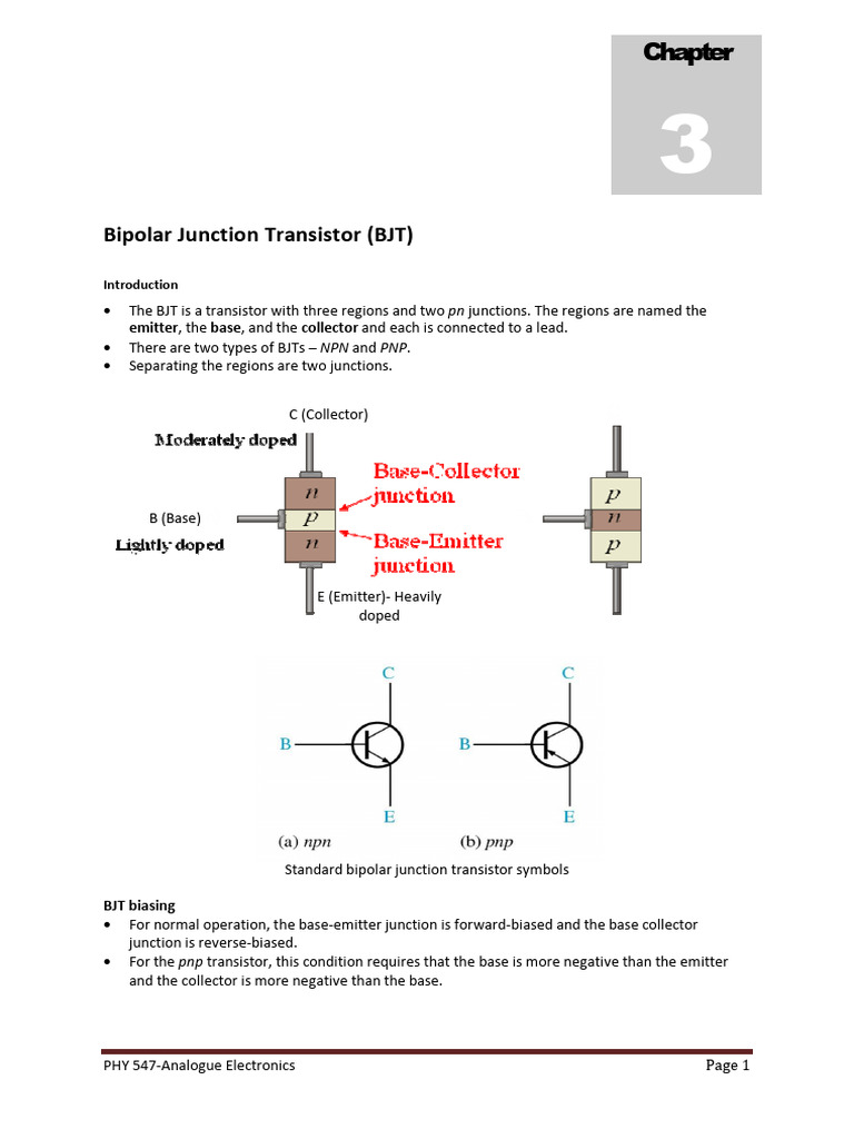 Chap 3 - BJT-phy 547-Updates - 16112020 | PDF | Bipolar Junction ...