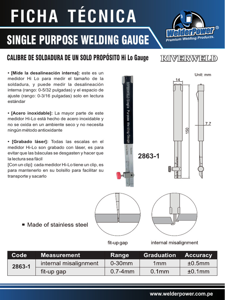 KIT STRUMENTI COMBO Calibro Di Saldatura Professionale Per Una