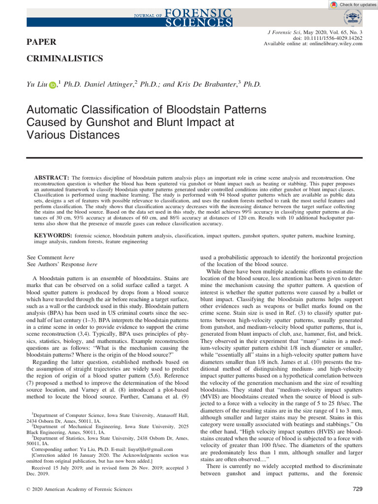 Bloodstain Pattern Classification by Impact | PDF