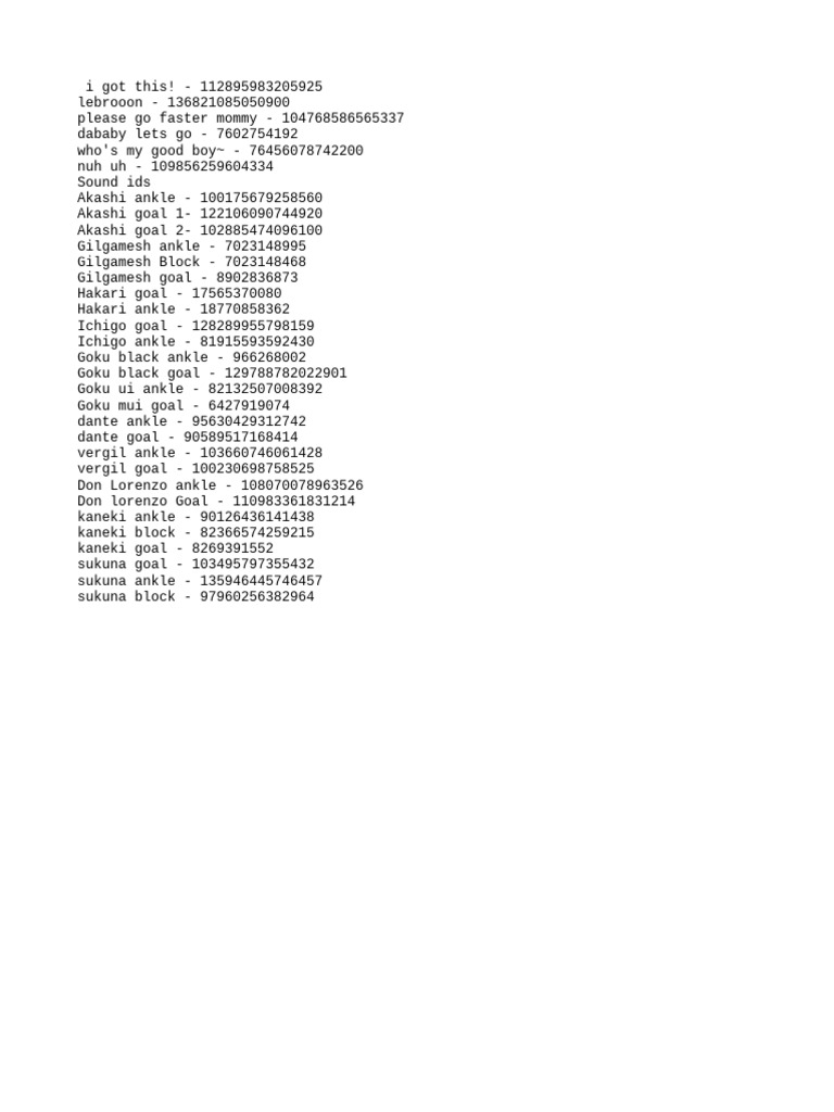 Roblox Sound IDs Collection | PDF